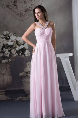 Robe de soirée plissé longue entrecroisé avec perle avec chiffon