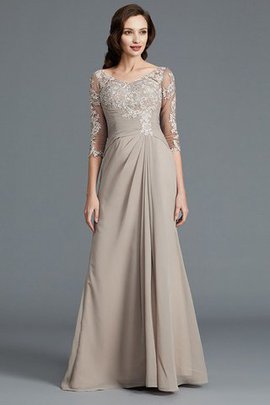 Robe mère de mariée naturel longueur au niveau de sol manche nulle de princesse a-ligne