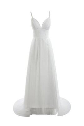 Robe de mariée humble plissage de bustier textile en tulle manche nulle