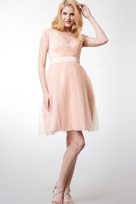 Robe demoiselle d'honneur romantique ceinture en étoffe en tulle avec zip avec ruban