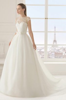 Robe de mariée modeste longue dos nu avec manche courte de traîne moyenne