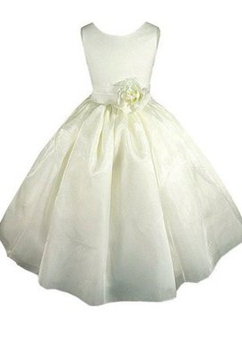 Robe de cortège enfant avec zip en taffetas ligne a manche nulle avec nœud