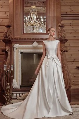 Robe de mariée naturel classique avec cristal a-ligne de traîne courte