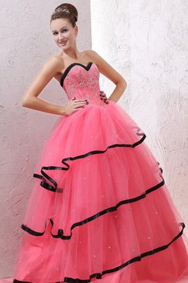 Robe de quinceanera de mode de bal de col en cœur avec perle a-ligne