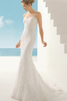 Robe de mariée longue simple en plage bretelles spaghetti sans ceinture