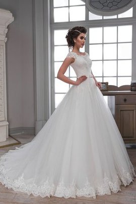 Robe de mariée naturel cordon de mode de bal en tulle de traîne mi-longue