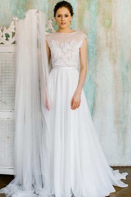 Robe de mariée nature textile en tulle avec chiffon avec manche courte v col profonde