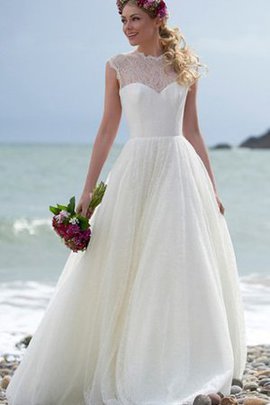 Robe de mariée plissé au niveau de cou avec bouton en plage elevé