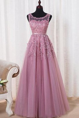 Robe de bal romantique ceinture a-ligne textile en tulle manche nulle