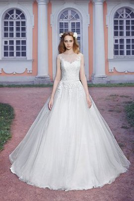 Robe de mariée textile en tulle de traîne mi-longue noeud jusqu'au sol de mode de bal