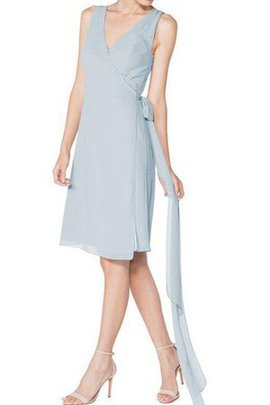 Robe demoiselle d'honneur avec nœud avec chiffon ceinture a-ligne v encolure