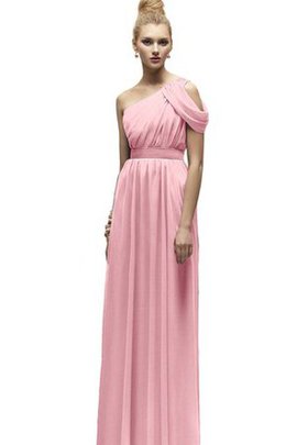 Robe demoiselle d'honneur vintage longue avec chiffon d'épaule asymétrique