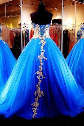 Robe de quinceanera longue en dentelle de mode de bal avec zip avec perle