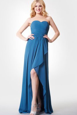 Robe demoiselle d'honneur col en forme de cœur en chiffon a-ligne de bustier avec zip