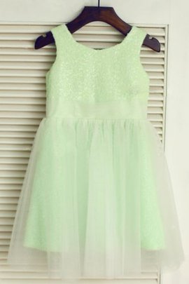 Robe de cortège enfant naturel longue jusqu'au sol encolure ronde textile en tulle