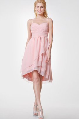 Robe demoiselle d'honneur en chiffon avec zip croisade col en forme de cœur haut bas