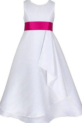 Robe de cortège enfant plissage col u profond a-ligne avec nœud avec sans manches