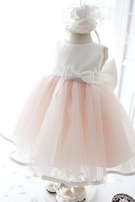 Robe de cortège enfant longue avec sans manches en organza col ras du cou de mode de bal