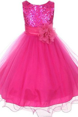 Robe de cortège enfant manche nulle longueur mollet textile en tulle ligne a avec fleurs