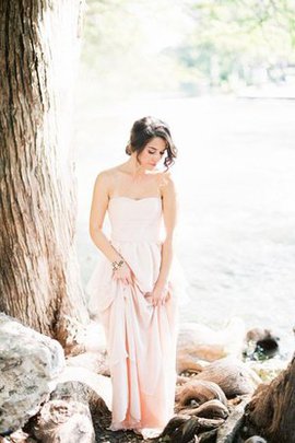 Robe de mariée avec gradins manche nulle en plage avec zip avec perle