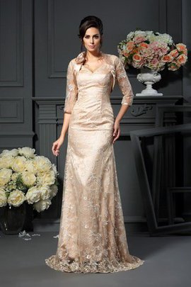 Robe mère de mariée longue avec sans manches a-ligne v encolure de princesse