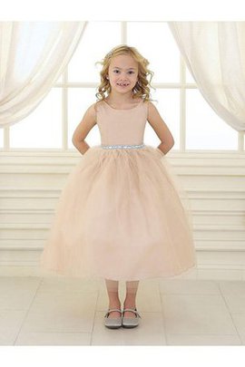 Robe de cortège enfant plissage de mode de bal avec ruban ceinture en tulle