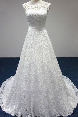 Robe de mariée naturel cordon manche nulle a salle intérieure col en bateau