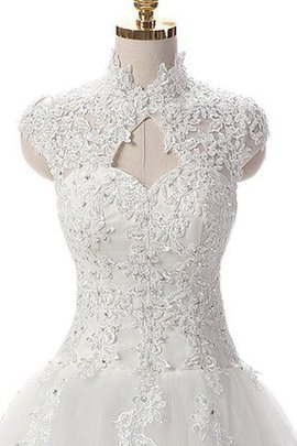 Robe de mariée courte de col haut ligne a avec perle ruché