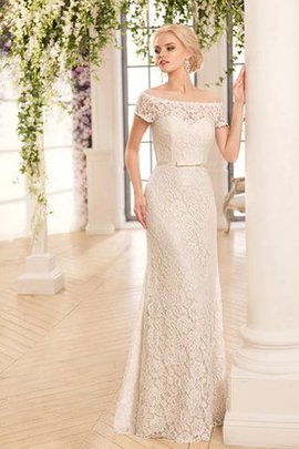 Robe de mariée elégant vintage longue avec manche courte gaine