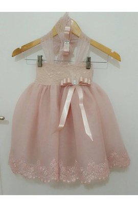 Robe de cortège enfant en organza decoration en fleur de mode de bal de lotus dénudé