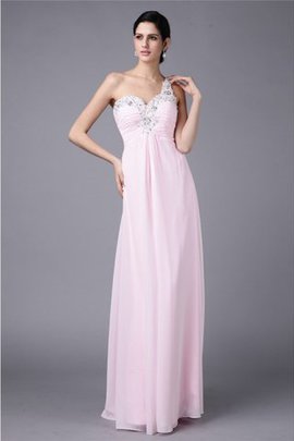 Robe de bal longue avec perle maillot d'épaule asymétrique appliques