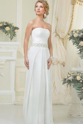 Robe de mariée en chiffon cordon manche nulle avec perle ruché