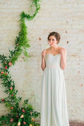 Robe de mariée naturel col en forme de cœur de lotus a-ligne manche nulle