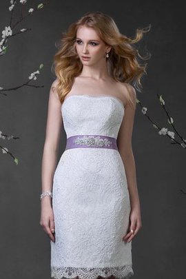 Robe de mariée naturel courte de bustier cordon de traîne moyenne