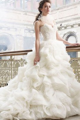 Robe de mariée luxueux dos nu avec décoration dentelle col en forme de cœur en organza