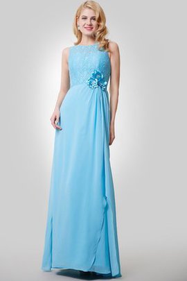 Robe demoiselle d'honneur romantique facile avec sans manches en chiffon avec fleurs