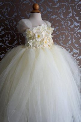 Robe de cortège enfant en tulle longueur au ras du sol avec fleurs de lotus avec gradins