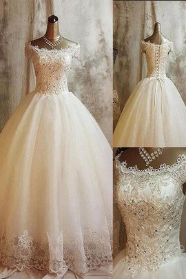 Robe de mariée naturel de mode de bal epaule nue de traîne courte en tulle