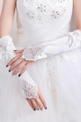 Délicat gants en satin avec bowknot blanc moderne de mariée - photo 2