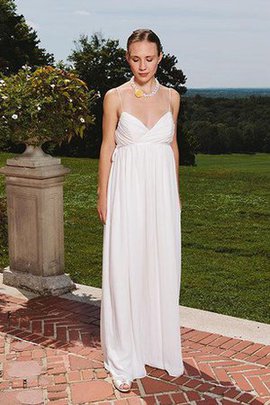 Robe de mariée nature a-ligne v encolure bretelles spaghetti avec chiffon