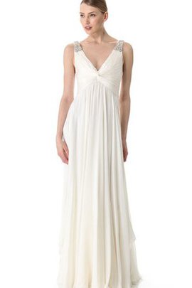 Robe de mariée facile en plage a-ligne v encolure avec zip