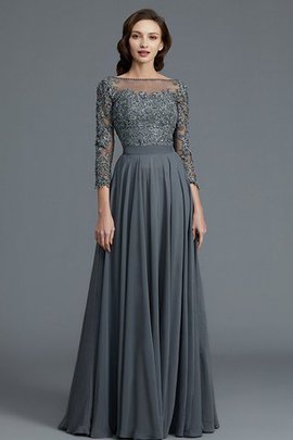 Robe mère de mariée naturel de princesse jusqu'au sol a-ligne avec manche 3/4