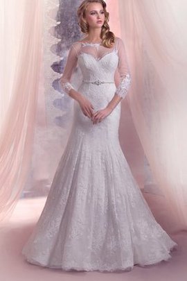 Robe de mariée longueur au ras du sol de sirène de traîne mi-longue avec perle cordon