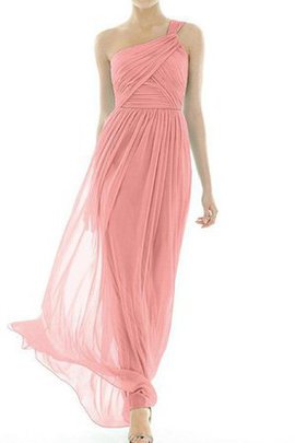 Robe demoiselle d'honneur longue ruché d'épaule asymétrique en chiffon en forme