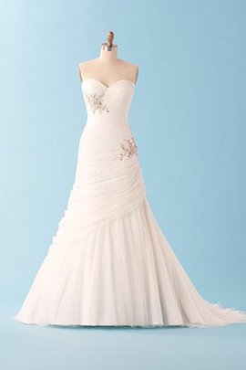 Robe de mariée solennelle fourreau avec bijoux en plein air de traîne courte avec perle