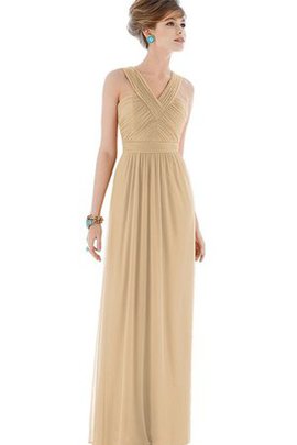 Robe demoiselle d'honneur longue en chiffon ruché v encolure croisade