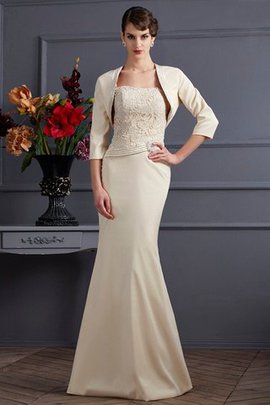 Robe mère de mariée longue naturel avec sans manches collant en satin tissé élastique