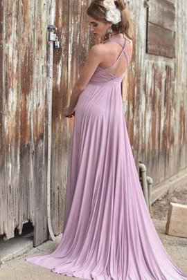 Robe demoiselle d'honneur romantique facile ligne a entrecroisé au drapée
