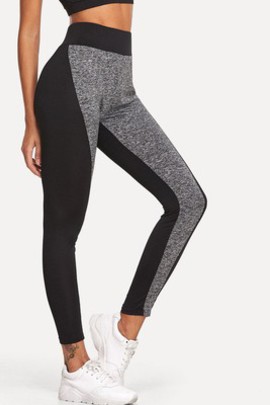 Legging color-block à la mode à taille élastique