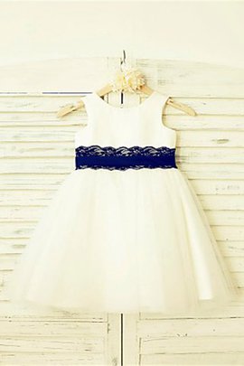 Robe de cortège enfant naturel arrivée au mollet en tulle avec fleurs de princesse